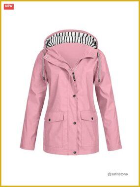 Women's Hooded Raincoat Lightweight Fit Plus Size Waterproof Zip Up Rain Jacket